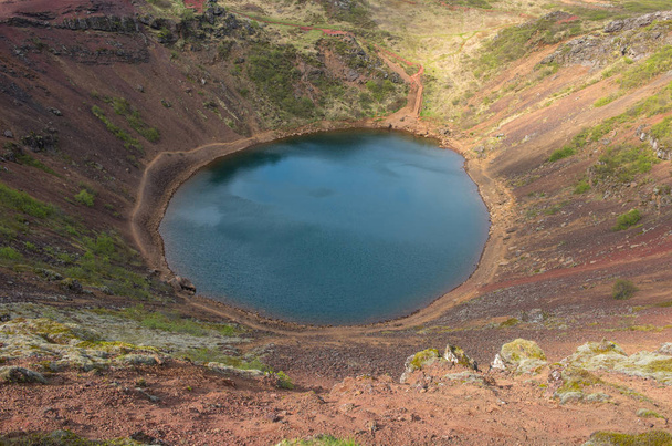 Kerid crater lake in the Golden Circle, Iceland - Fotografie, Obrázek