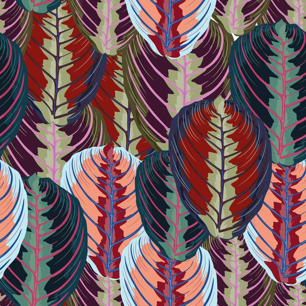 vector illustration of beautiful summer tropical floral pattern background - Vektör, Görsel