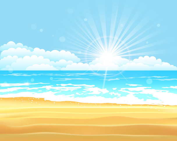 Ilustración vectorial. Fondo azul mar y cielo. Vacaciones de verano playa tropical fondo
 - Vector, imagen