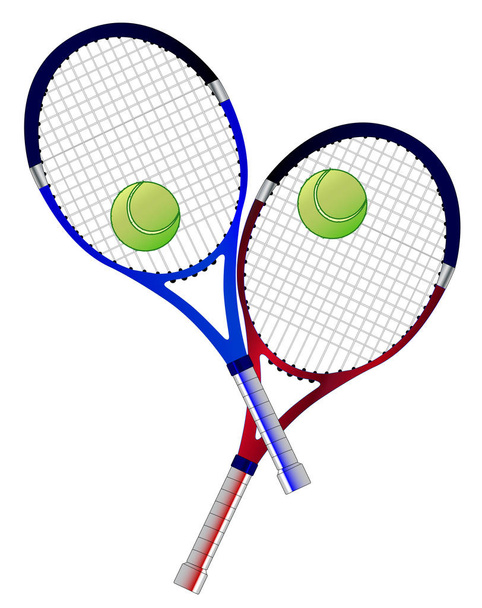 Rakieta tenisowa i piłka podwójna - Wektor, obraz