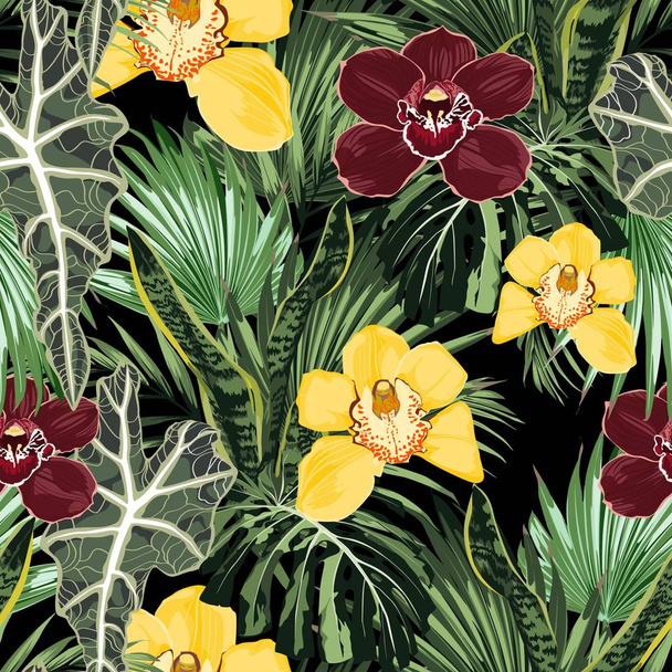 vektor illusztrációja gyönyörű nyári trópusi virágmintás háttér - Vektor, kép