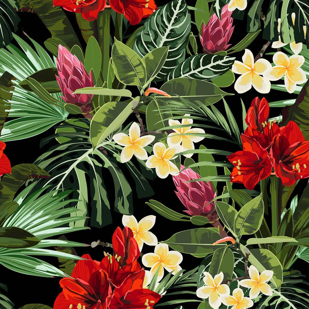 vector de ilustración de fondo hermoso patrón floral tropical de verano
 - Vector, imagen