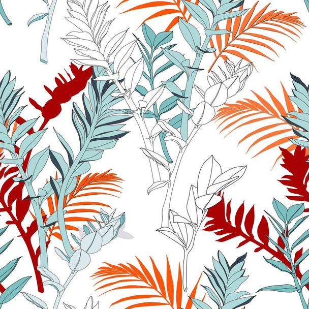 Vektor Illustration der schönen Sommer tropischen Blumenmuster Hintergrund - Vektor, Bild