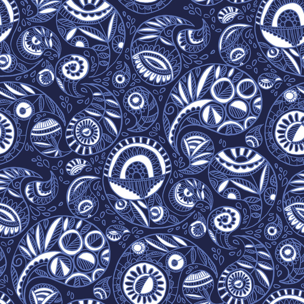 Frost inspired seamless pattern with India paisley - Вектор,изображение