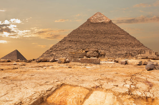 The Pyramid of Khafre and the Pyramid of Menkaure view in Giza,  - Photo, Image