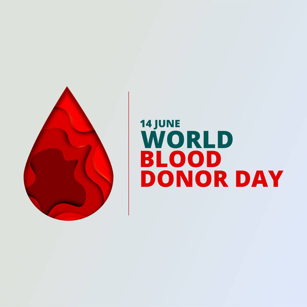 World Blood Donor Day vector background. Awareness poster with red paper cut blood drop. 14 june. Hemophilia day concept - Vector, Image