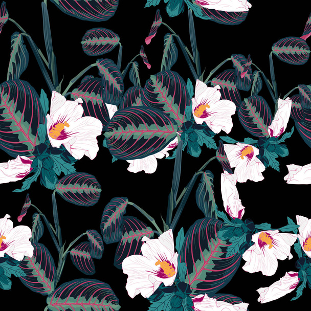 vector de ilustración de fondo hermoso patrón floral tropical de verano
 - Vector, imagen