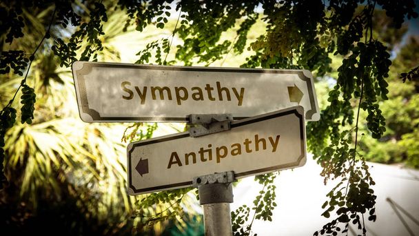 Señal de calle a la simpatía versus antipatía
 - Foto, imagen