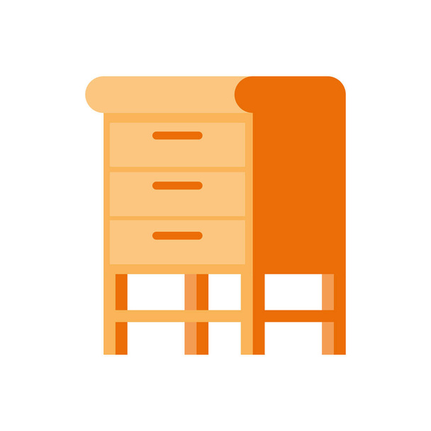 wooden shelving in white background icon - Vector, Image