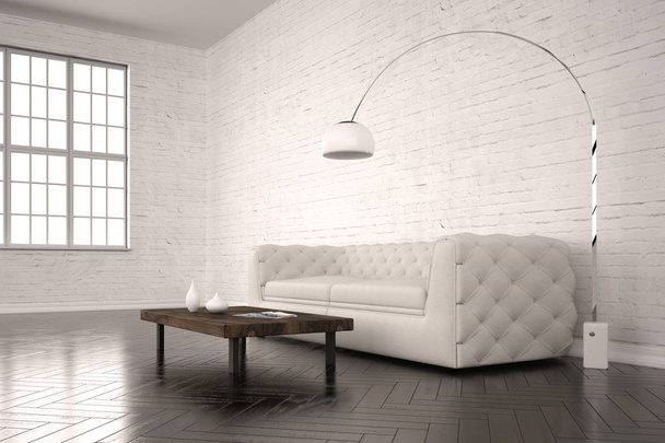 moderní obývací pokoj s pohovkou-ilustrace - Fotografie, Obrázek