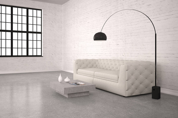 современная гостиная с диваном - Иллюстрация
 - Фото, изображение