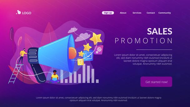 Promotion strategy concept landing page. - ベクター画像