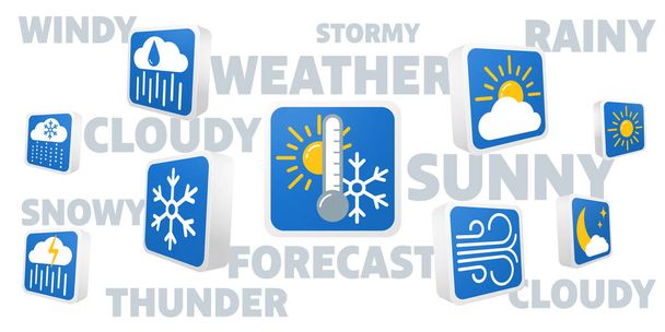3d weather forecast vector icons set - Vector, Image