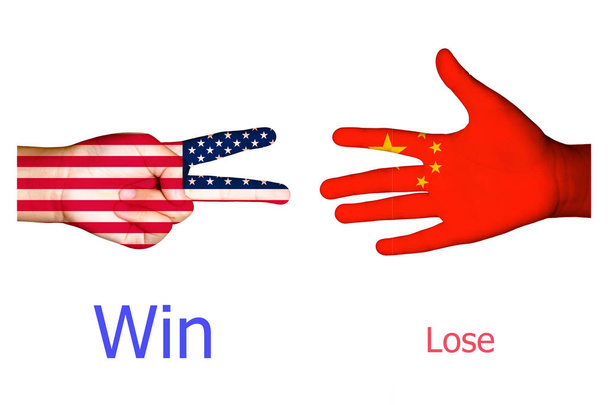 Çin ve ABD bayrakları - Fotoğraf, Görsel