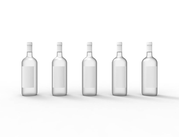 prostorové vykreslování skleněné láhve izolované na bílém pozadí - Fotografie, Obrázek