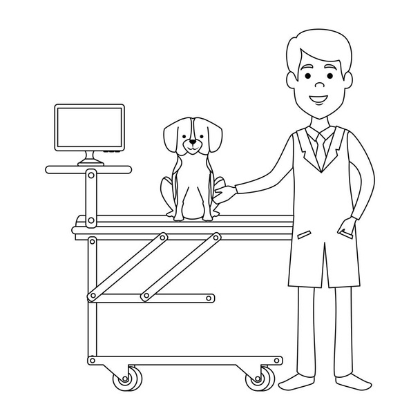 ветеринарний лікар з собакою в ношах аватара
 - Вектор, зображення