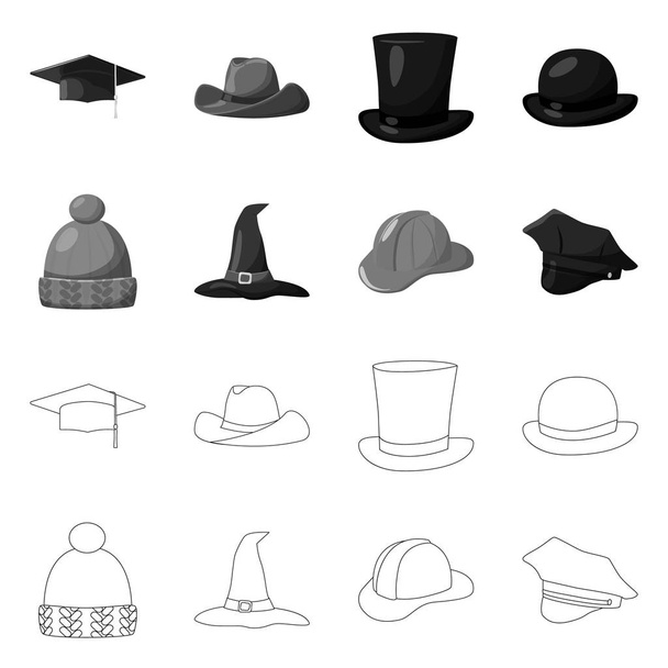 Vector illustration of clothing and cap sign. Collection of clothing and beret vector icon for stock. - Vektör, Görsel