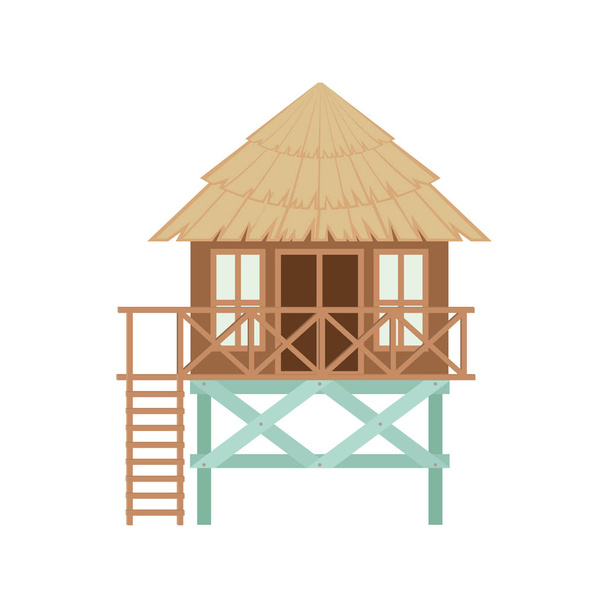 casa de madeira na praia - Vetor, Imagem