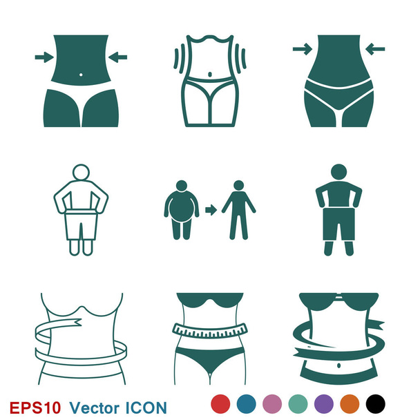 重量損失アイコン ロゴ、イラスト、デザインのベクトル記号 - ベクター画像