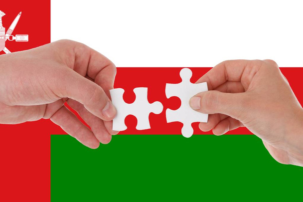 Flag of Oman, intergration of a multicultural group of young people - Photo, Image