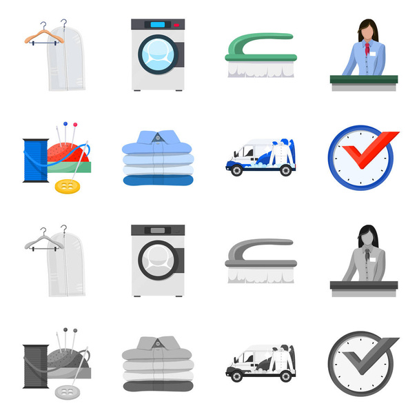 Isolated object of laundry and clean logo. Collection of laundry and clothes vector icon for stock. - Vector, afbeelding