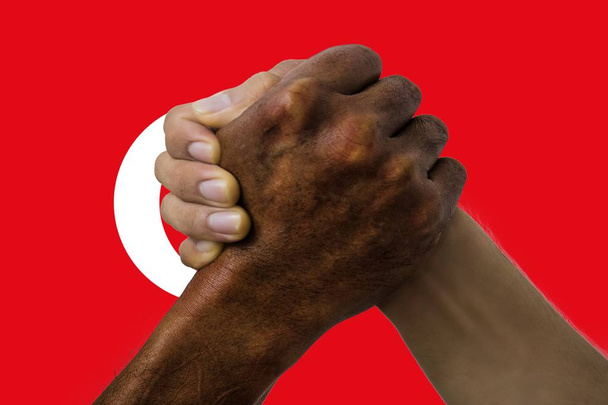 drapeau de dinde, intégration d'un groupe multiculturel de jeunes - Photo, image