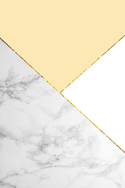 geometric background with grey marble, white and light yellow colors  - Фото, изображение
