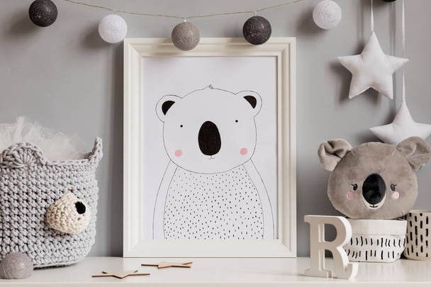 close up view of koala drawing in childish room - Foto, imagen