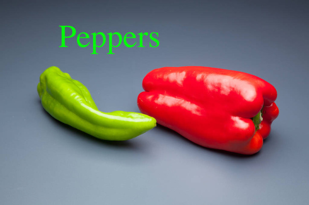 Red pepper and green pepper, ingredient for cooking and also for use in salads; It is usually used to make stir-fry, sauces, it is a healthy food. - Photo, Image
