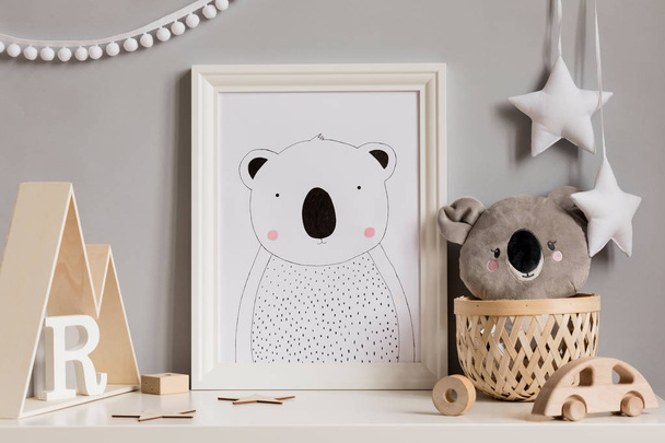close up view of koala drawing in childish room - Photo, Image