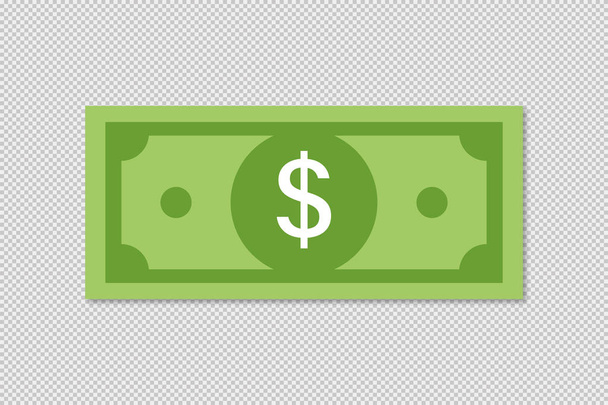 Vector dollar money illustration or finence success deal business solution. Green money on transparent background. - Vector, Image