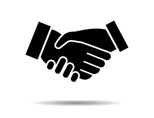 Symbol ikony handshake souhlasu. Obchodní smlouva ilustrace na bílém pozadí. Znaménko vztahu. - Vektor, obrázek