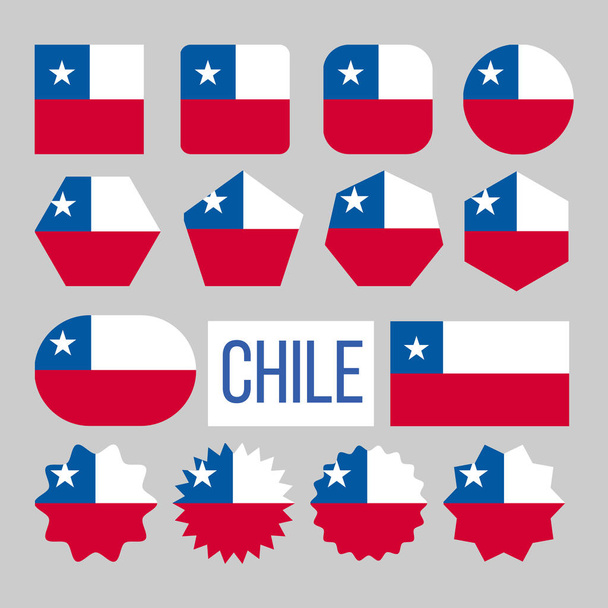 Ensemble d'icônes de figure de collection drapeau du Chili vecteur
 - Vecteur, image