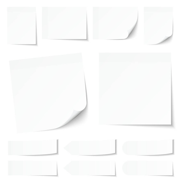 Σύνολο λευκών αυτοκόλλητων σημειώσεων με σκιά - Διάνυσμα, εικόνα