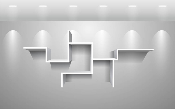 біла полиця і світло в білій кімнаті
 - Вектор, зображення