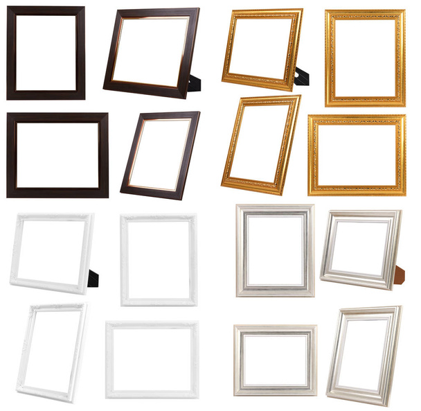 Multiple of Brown Wood Frame ISOLATED on White Background. - Photo, Image