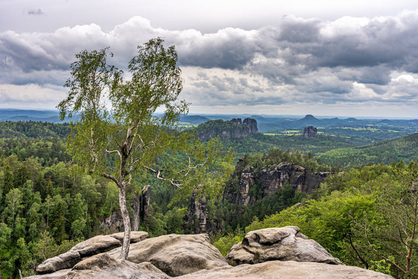 panoramic view of saxon switzerland, germany - Fotoğraf, Görsel
