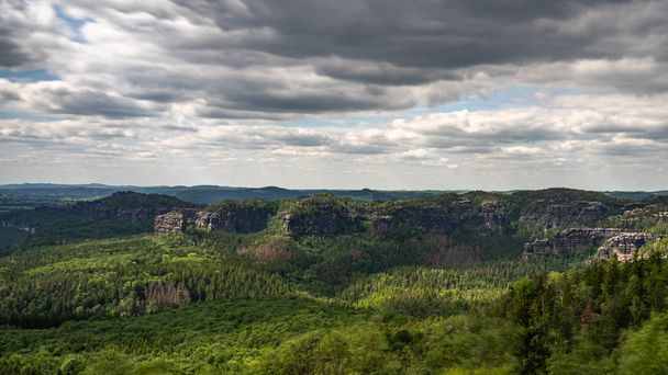 panoramic view sandstone rocks in saxon switzerland, Germany - Fotografie, Obrázek