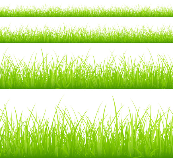 Állítsa be a négy zöld rétek banner különböző Heigths - Vektor, kép