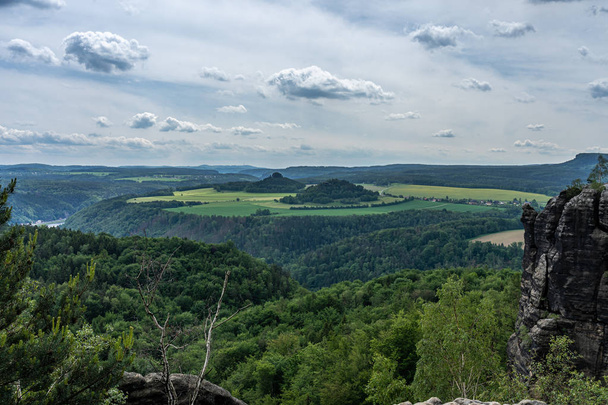 panoramic view on kaiserkrone in saxon switzerland, germany - Foto, afbeelding