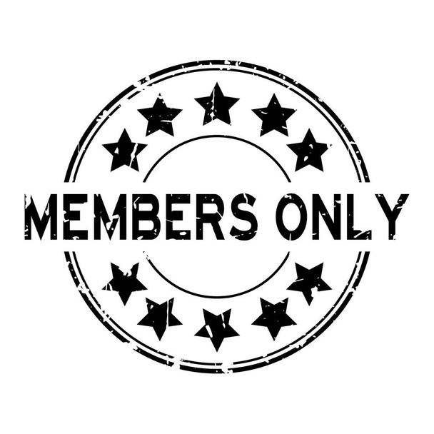 Grunge black members only word with star icon rubber seal stamp on white background  - Vector, Image