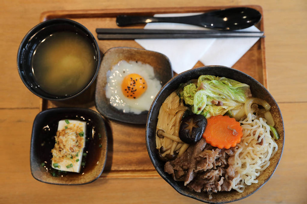 Sukiyaki donburi , sukiyaki hot pot stew with Japanese rice in b - Photo, Image