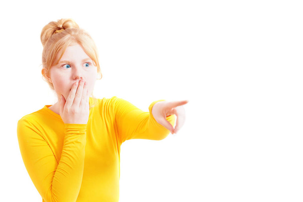 surprised teen girl  on white background - Foto, immagini