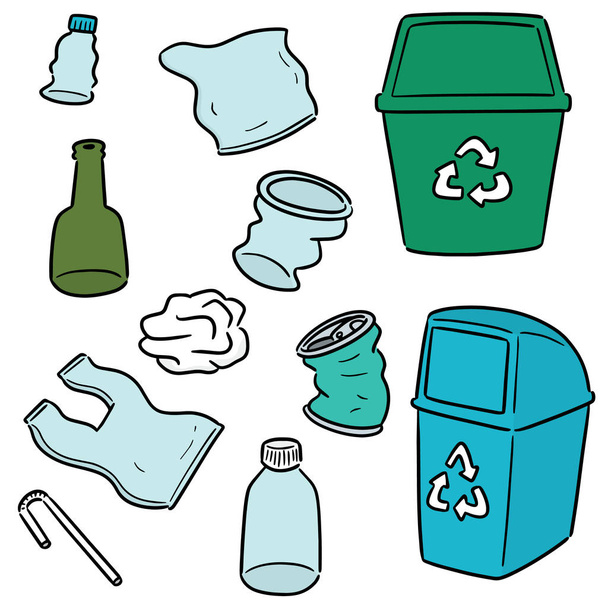 Vektor-Set von Recycling-Müll und Recycling-Artikel - Vektor, Bild