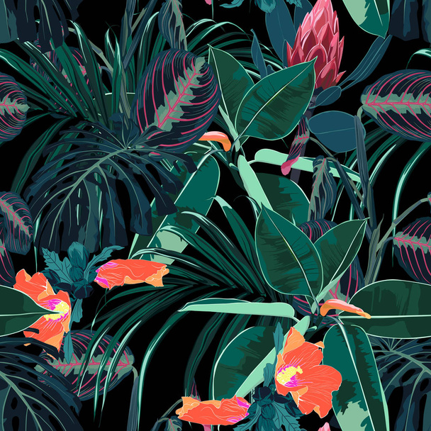 vector illustratie van tropische bloemmotief achtergrond - Vector, afbeelding