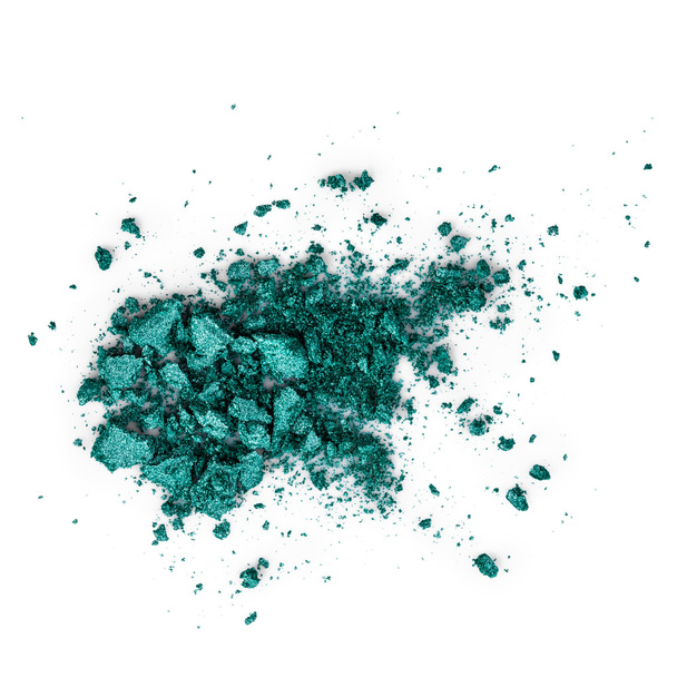 Crushed green eye shadow on white background - 写真・画像