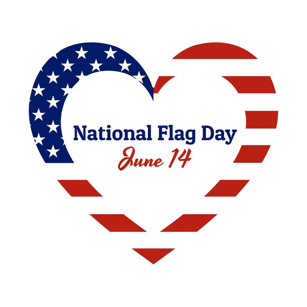 Szív alakú nemzeti zászló, az Amerikai Egyesült Államok felirattal: nemzeti zászló nap, június 14 modern stílusban hazafias színeket. Vektor Eps10 illusztráció - Vektor, kép