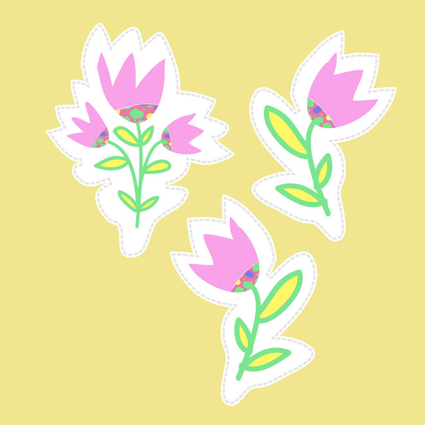 Seamless pattern of floral motif, leaves and tulips. - Vektori, kuva
