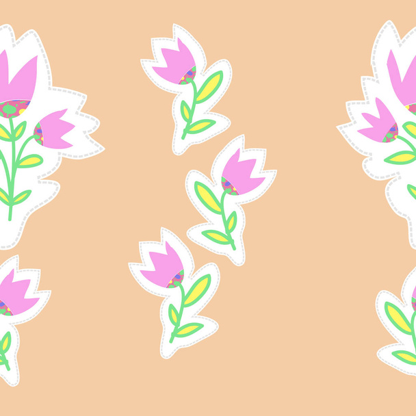 Seamless pattern of floral motif, leaves and tulips. - Vetor, Imagem