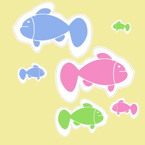 Cute seamless pattern with fishes. Vector illustration - Vetor, Imagem